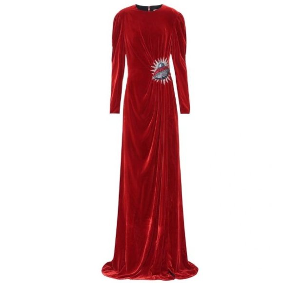 NWT. AUTH.GUCCI RUNWAY RED VELVET GOWN/MAXI EVENING DRESS IT40 - Picture 7 of 16